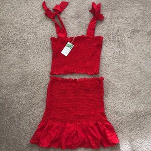 Red Skirt Set